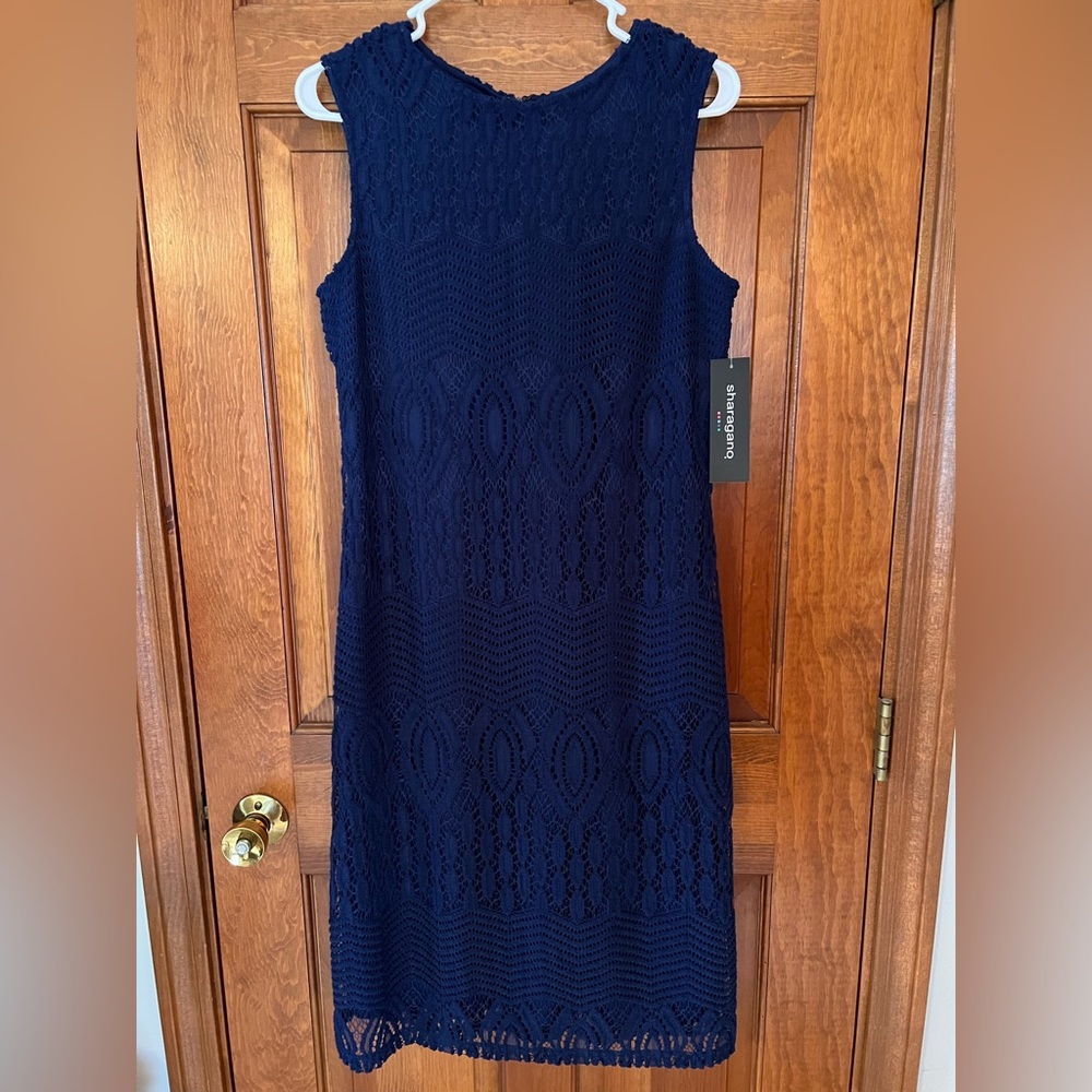 SHARAGANO LACY DRESS in LONDON BLUE. Ladies size 6.